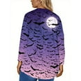 thumbnail image 3 of Plus Size Halloween Tops for Women Fall Casual Spooky Tees Long Sleeve Crew Neck Ghost Bat Pumpkin Print Blouses 4x-5x Tunics Blouses, 3 of 4