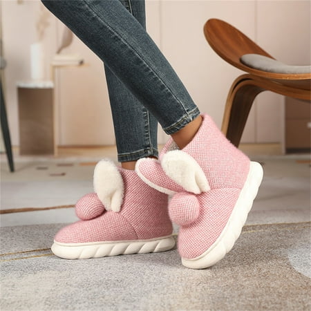 

Wefuesd Ladies Fashion Solid Color Cartoon Rabbit Cotton Slippers Warm Flat Short Cotton Boots Boots For Women Womens Boots Pink 37