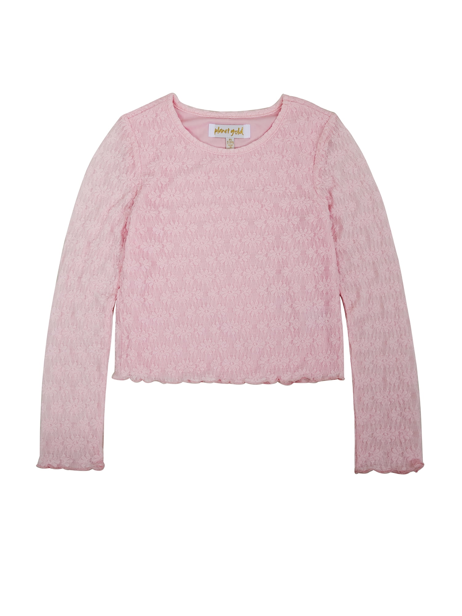 Planet Gold Girls' Long Sleeve Lace Top and Skirt, 2-Piece Set, Sizes 4-18