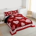thumbnail image 3 of Homewish Cartoon Loves Pattern Bedding Comforter Set,Happy Valentine Twin Comforter Sets,Retro Damask Print Bedding Set For Girls Teens,Luxury Bedroom Decor Reversible,2-Piece, 3 of 8