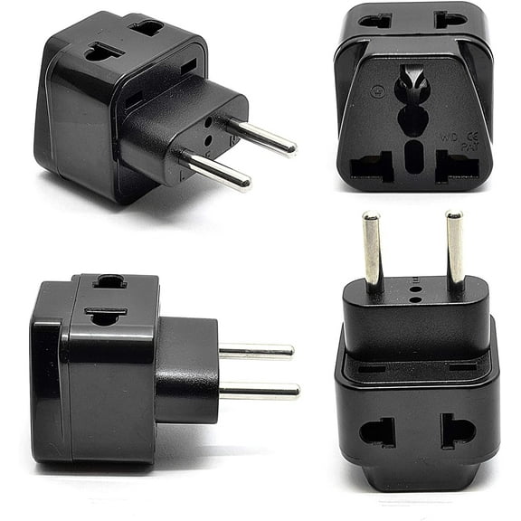 OREI 2 in 1 USA to Europe, Russia, UAE Adapter Plug (Type C) - 4 Pack, Black