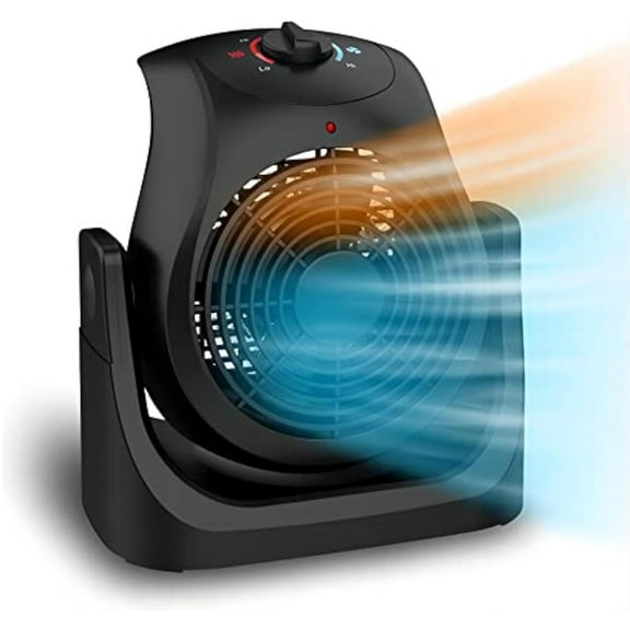 Ecotronic 2 in 1 Heater Fan Combo,  45° Tilt Circulator Fan, 2 Wind Speeds, 1500W Overheat Protection for Home Office ,Black