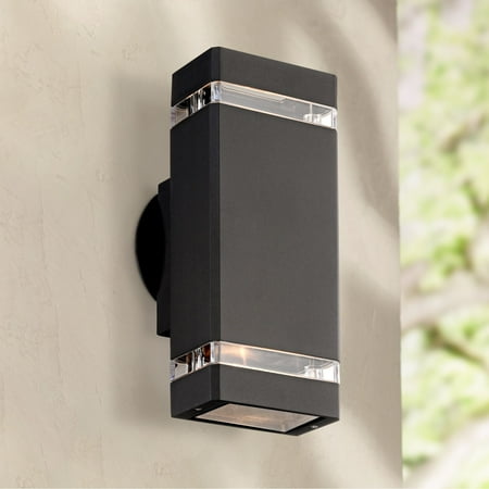 - Possini Euro Design Modern Outdoor Wall Light Fixture Black 10 1/2