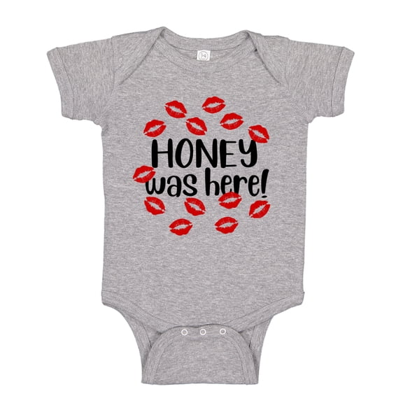 Honey Was Here Baby Bodysuit One Piece NB Athletic Heather