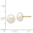 thumbnail image 3 of Real 14kt Yellow Gold 8-9mm White Button Freshwater Cultured Pearl Stud Post Earrings; for Adults and Teens; for Women and Men, 3 of 3