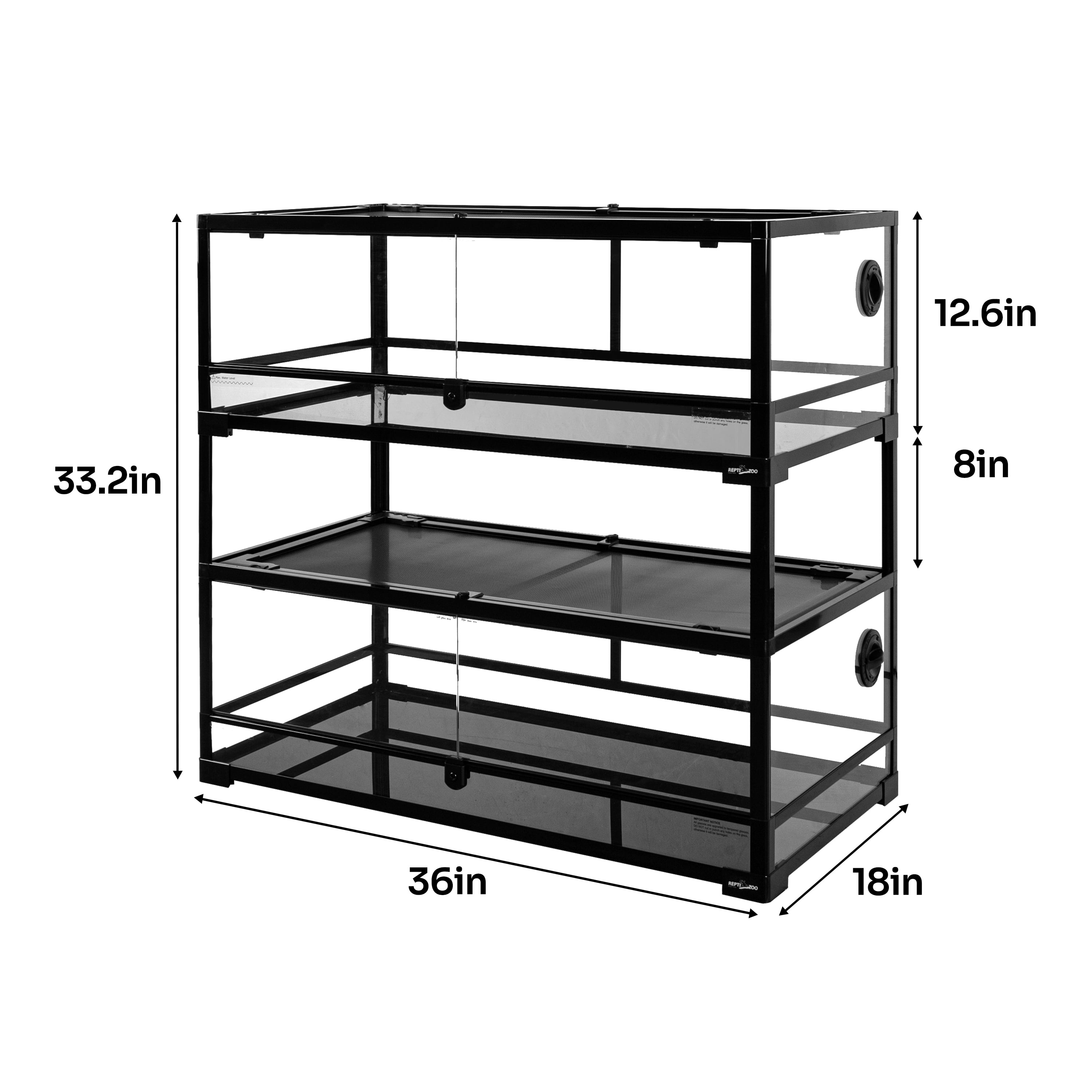 GUZZLO 2-Layer 35 Gallon Full Tempered Glass Reptile Terrarium, Easy Assembly