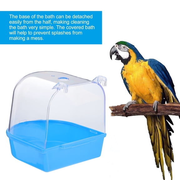LEORX Cockatiel Bath for Cage Plastic Blue 1Pack Easy Cleaning Accessory