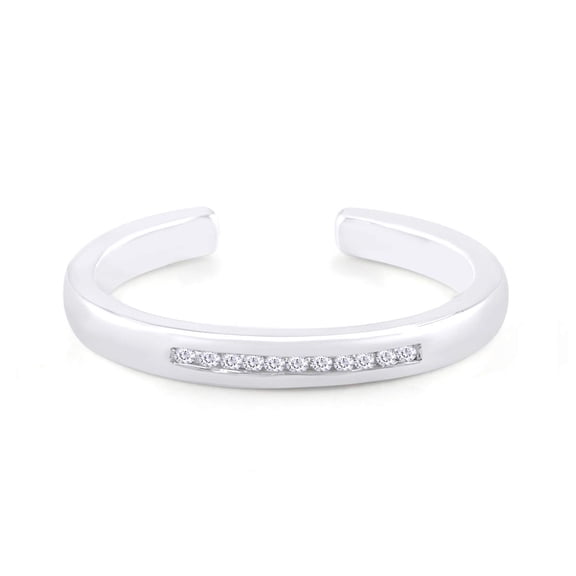 AFFY Adjustable Toe Ring in 14k White Gold Over 925 Sterling Silver, Channel Set White Diamond Accent Jewelry for Women