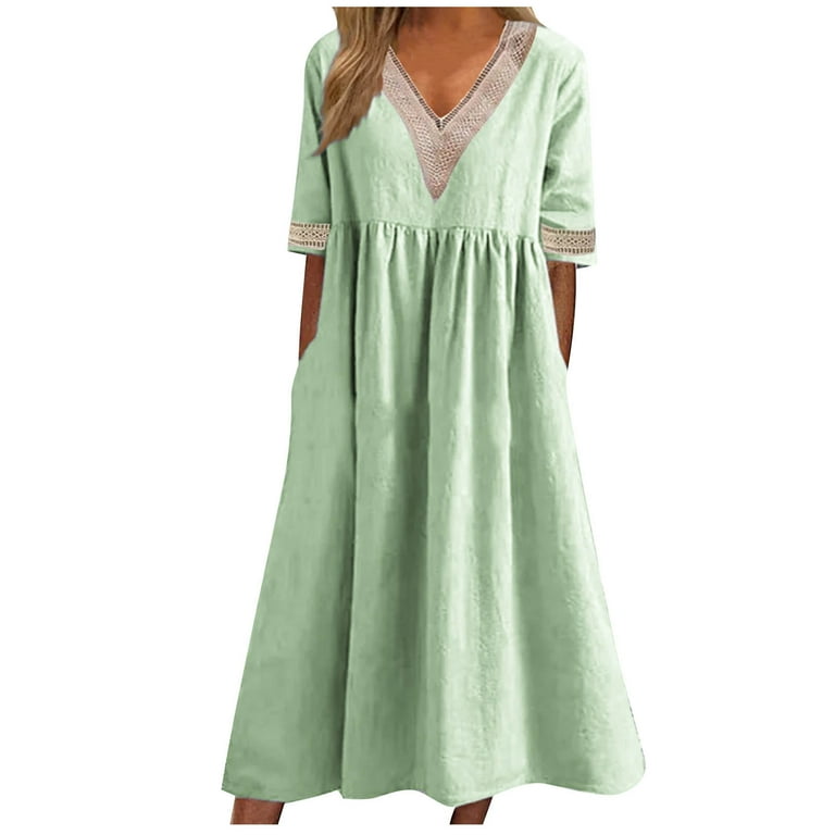 Muscularfit Lace Dress Dresses for Women Linen Dress Popover Dress  Elbow-Length V-Neck Cocktail-Length Antimicrobial Protection Women Summer  Dresses,XXL - Walmart.com