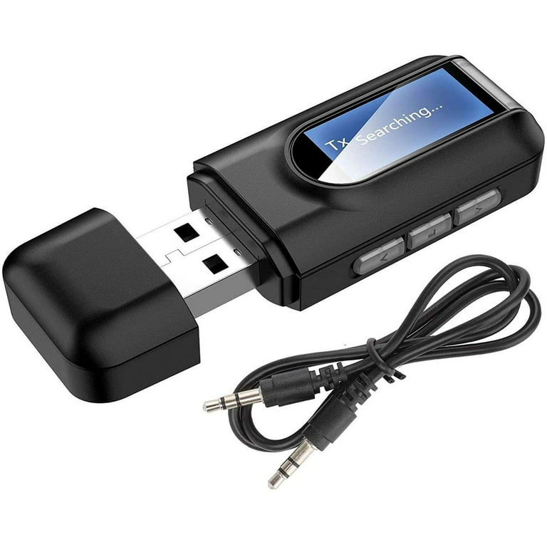 Transcend resident margen USB Bluetooth 5.0 Audio Transmitter Receiver with LCD Display, 3 in 1  Portable Visualization Bluetooth Adapter,3.5MM Wireless Bluetooth Adapter  for PC,TV,Wired Speaker,Headphones and Car - Walmart.com