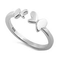 thumbnail image 1 of Bague Femme Ajustable Double Papillon Plaqué Platine en Argent Sterling 925, 1 of 2
