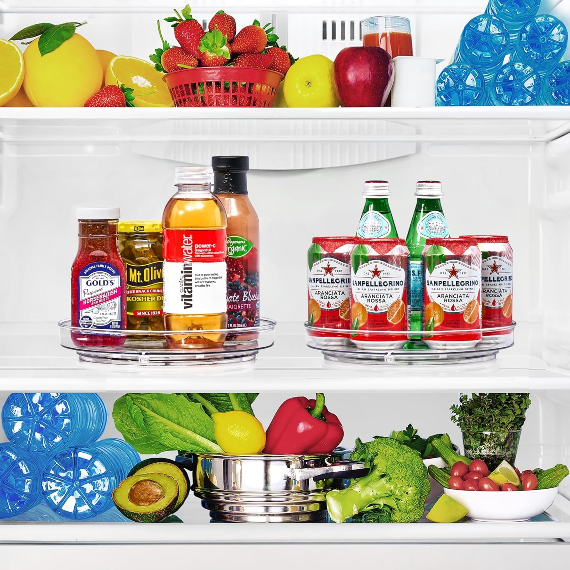 Sorbus 9-Inch 2-Tier Clear Lazy Susan with 2 Flat Turntables | Fridge, Pantry, Cabinet Organizers
