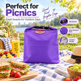 thumbnail image 6 of Small Insulated Lunch Bag - Zip Closure Mini Cool Box, Reusable Shopping Bag for Work and Outdoor Picnics, Dual-purpose Insulated Cooler Bag for Food and Drinks, 8.3*3*9.8in, Purple, 6 of 9