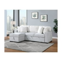 Global Furniture USA Transitional Reversible Pull Out Sofa Bed, Light Grey,White