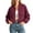 Burgundy, variant on Womens Cropped Bomber Jackets Long Sleeve Button Down Varsity Jackets Shackets with Pockets Pink