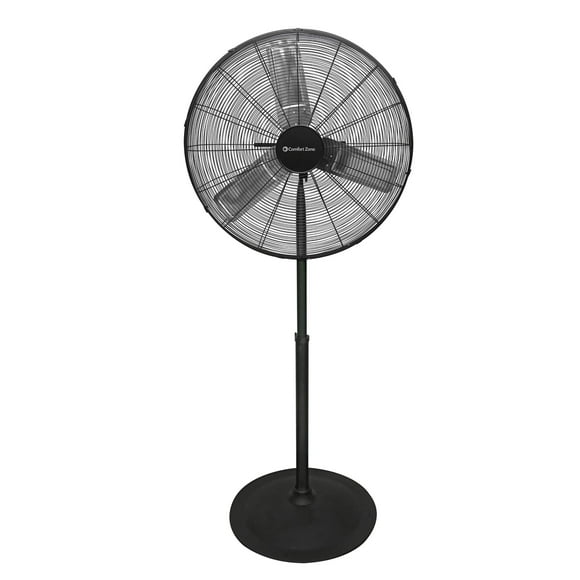 Ventilador de pedestal industrial Comfort Zone, 30 pulgadas, 3 velocidades, alta velocidad, altura ajustable de 56 a 76 pulgadas, metal, cumple con los estándares OSHA, flujo de aire de 36 pies/seg, i