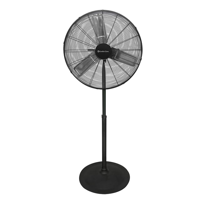 Ventilador de pedestal industrial Comfort Zone, 30 pulgadas, 3 velocidades, alta velocidad, altura ajustable de 56 a 76 pulgadas, metal, cumple con los estándares OSHA, flujo de aire de 36 pies/seg, i