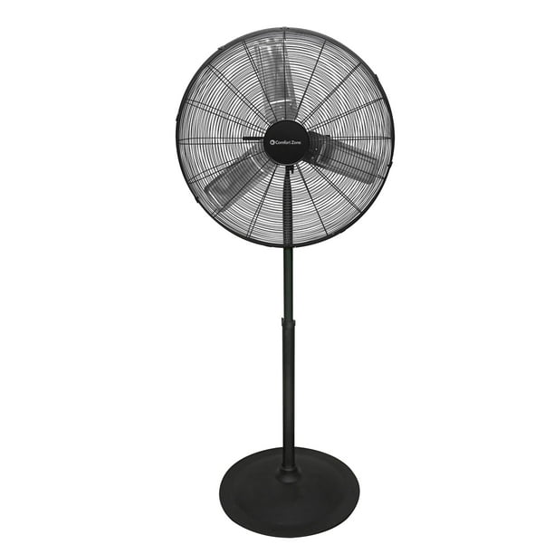 Ventilador de pedestal industrial Comfort Zone, 30 pulgadas, 3 velocidades, alta velocidad, altura ajustable de 56 a 76 pulgadas, metal, cumple con los estándares OSHA, flujo de aire de 36 pies/seg, i