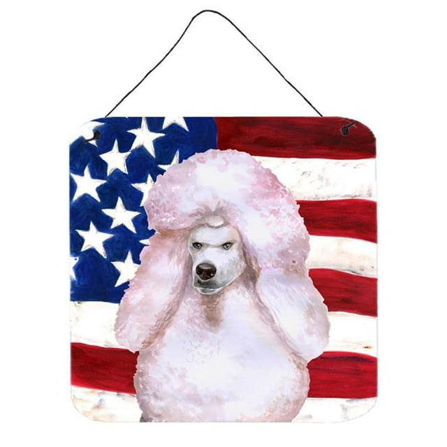 White Standard Poodle Patriotic Wall or Door Hanging Prints