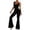 Black, variant on Womens Flare Jumpsuit Tummy Control Leopard Seamless Romper Workout Outfit Sleeveless Bodysuit