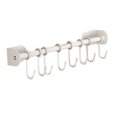 thumbnail image 2 of Kitchen Utensil Wall Holder, 201 Stainless Steel Kitchen Utensil Rack with 8 Hooks for Spatula 40cm Single Bar, 2 of 8