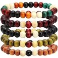 thumbnail image 1 of Lote de 5 pulseras de perlas en madera de 8 mm para hombre - Pulsera bouddha élastique - brillar Electrónica, 1 of 2