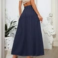thumbnail image 4 of QIJIE Women's Skirts A-Line Soft High Waist Cotton Trendy Skirts 3-Layer Tiered Flowy Ruffle Long Length Plus Size Skirts with Pockets Navy S, 4 of 6