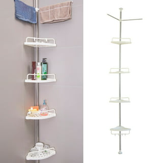 DYN Ptah 5 Tiers Corner Shower Caddy Tension Pole, Black Rustproof Shower  Rack, Tall Tension Rod Shower Stand with 5 Shelves, 56 to 116 Inch