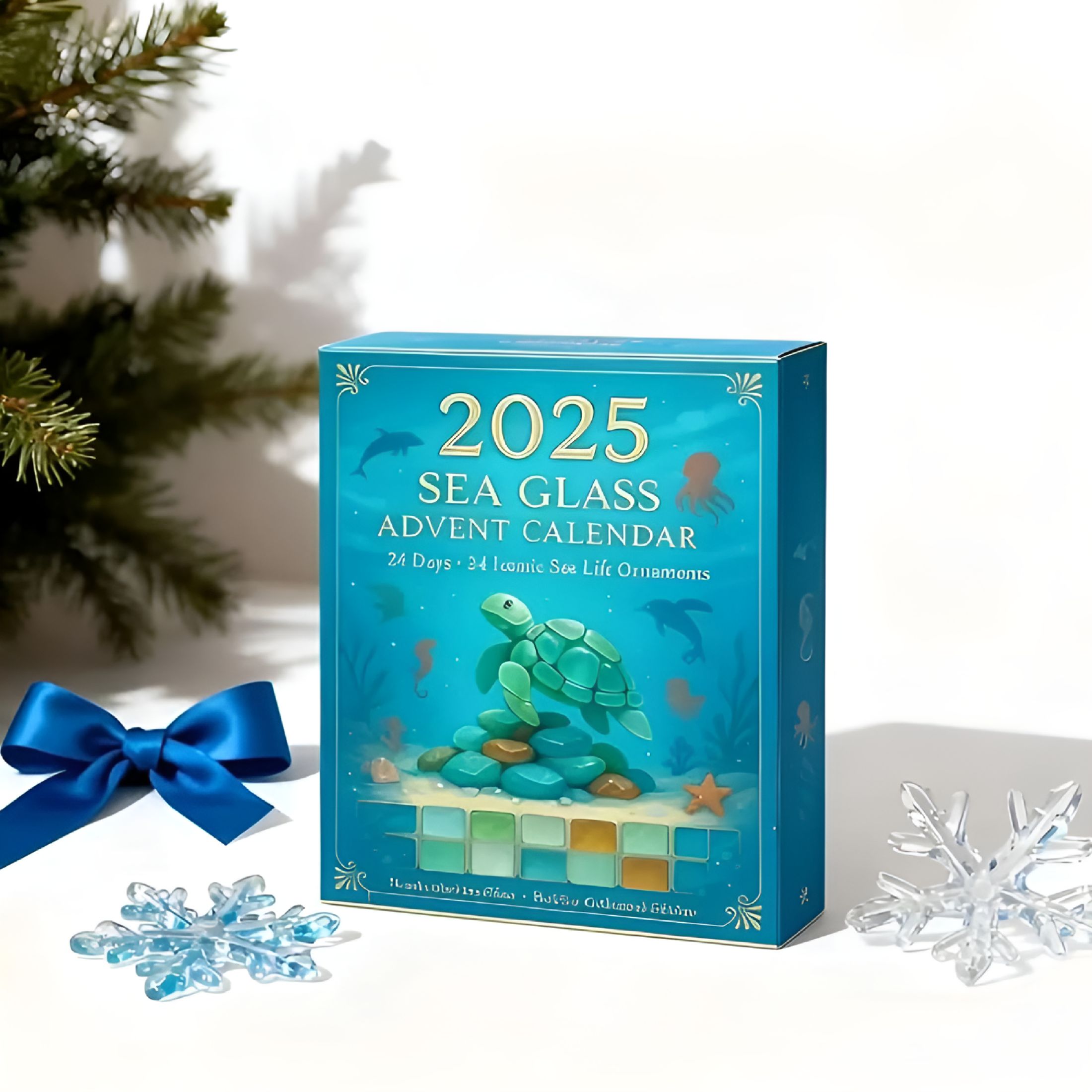 BESTSKY 2026 New Sea Glass Advent Calendar Marine Life Advent Calendar and Friendship Advent Calendar for Ocean Lovers Kids&Collectors
