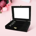 thumbnail image 1 of TopLLC Storage Bins Velvet Glass Jewelry Ring Display Organizer Case Tray Holder Earring Storage Box Storage Bags, 1 of 1