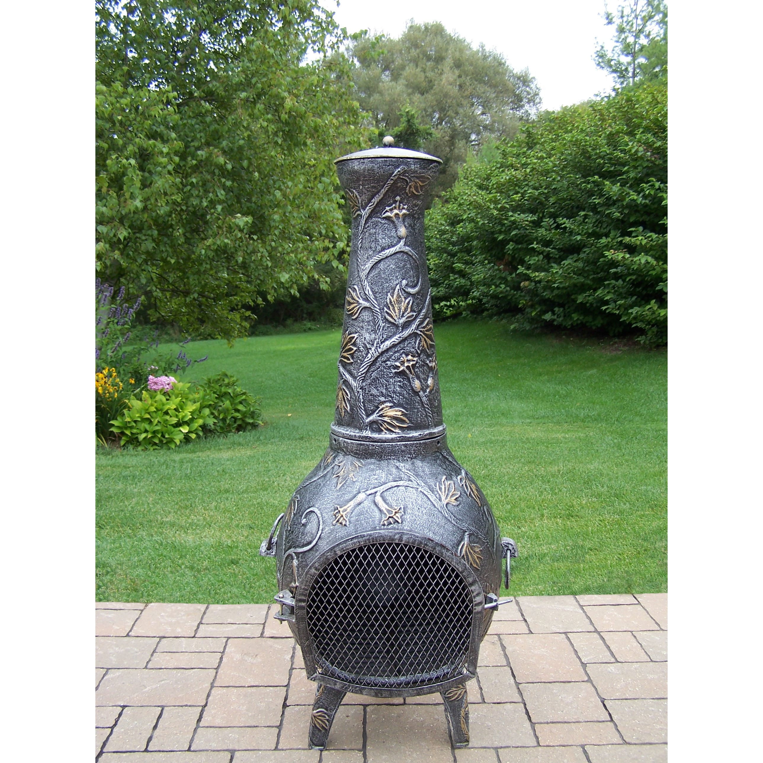 Oakland Living Corporation Grey Maple Wood 53-inch tall Chiminea with Log Grate by Overstock