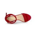 thumbnail image 5 of BLISSFUL STEP Women's Lace Up and Ankle Strap Block Heel Sandals Red 7, 5 of 8