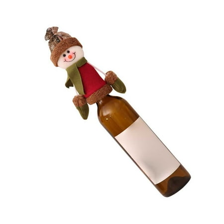 - Holiday Time Christmas Xmas Santa Snowman Wine Champagne Bottle Cover Cap Topper Decoration Reindeer Desk Travel Picnic Festival Holiday Gift