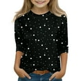 thumbnail image 2 of KAUOD Girls Kids Teens T-Shirt Dots 3/4 Sleeve Crew Neck Tee Toddler Summer Casual Top Blouses Children Comfortable Clothing, 2 of 4