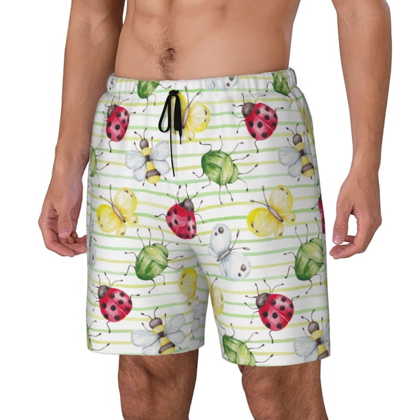 Fotbe Insects Traje de Baño para Hombre – Shorts de Natación de Secado Rápido con Forro y Bolsillos-3X-Large