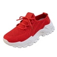 thumbnail image 2 of Womens Orthopedic Sneakers Comfortable Mesh Lace up Sports Shoes Breathable Wedge Platform Casual Walking Shoes Lightweight Arch Support Anti-Slip Sneakers for Outdoor Running Gym(Red, 6.5), 2 of 4