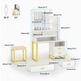 thumbnail image 5 of PAKASEPT Vanity Set with Lighted Mirror, Makeup Vanity Dressing Table with 9 LED Light, 4 Drawers, Storage Shelves and Cushioned Stool, Small Vanity Desk for Bedroom (White), 5 of 7
