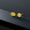 thumbnail image 4 of Gem Stone King 14K Yellow Gold Stud Earrings for Women Men with Golden Yellow Zirconia, 4 of 5