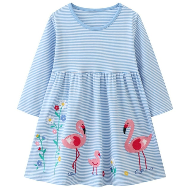 SgJHXb Robe à Manches Longues pour Filles et Automne, Tenue de Fête Décontractée Élégante, Confortable, Robe Quotidienne pour Enfants avec Design Classique, Tailles 2-3 Ans