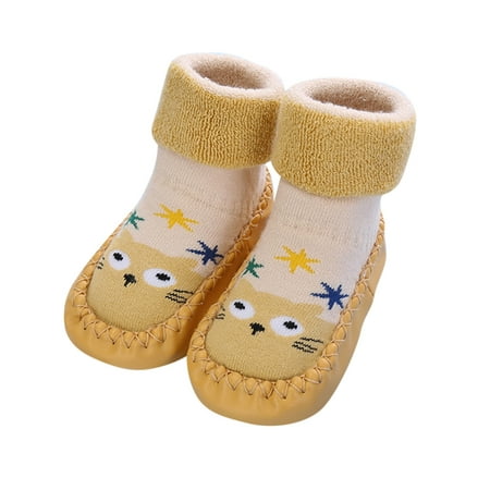 

JDEFEG Toddler First Walking Shoes Girls Autumn and Winter Cute Children Toddler Shoes Blat Bottom Non Slip Socks Shoes Warm and Comfortable Cartoon Bear Squirrel Pattern Soft Shoes 2T Yellow 12