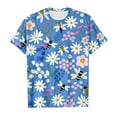 thumbnail image 4 of MIXUE Toddler Girls Tops & T-Shirts Summer Floral Print Bee Festival Crew Neck Short Sleeve Fashion Casual T Shirts Activewear,Blue,4-5 Years, 4 of 4