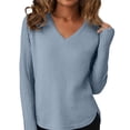 thumbnail image 1 of Breezora Chandail à Col Rond pour Femmes à Manches Longues Automne 2025 Tendance Grande Taille pour la Mode Quotidienne taille P Bleu Clair, 1 of 4
