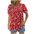 thumbnail image 1 of Économies en Liquidation! BEFOKA Hauts Grande Taille pour Femmes en Liquidation, Blouse Décontractée d'Été T-shirt pour Femmes, Manches Courtes à Col Rond pour Printemps et Été, 1 of 5