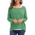 thumbnail image 1 of Camiseta holgada UGET para mujer, holgada, holgada, con hombros descubiertos, verde claro, 1 of 5