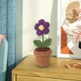 thumbnail image 4 of Ramo de flores de ganchillo hecho a mano, tejido a mano, mini plantas artificiales en maceta hojaldre morado, 4 of 8