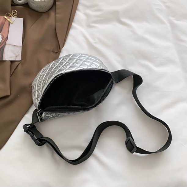 Bolsa de pecho de moda Bolsa bandolera acolchado Rombo para viajes de oficina (Plata) Likrtyny Para Estrenar
