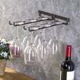 thumbnail image 1 of Wine Glass Holder Wall Mounted, Double Row Upside Down Stemware Metal Rack Hanging Under Cabinet Wine Glass Rack Organizer for Kitchen Hanging Glass Storage Rack, 1 of 8