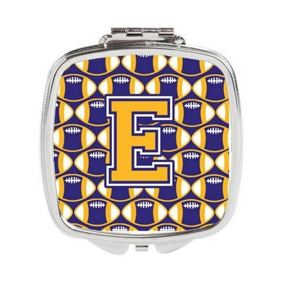 Carolines Treasures Letter E Football Purple & Gold Compact Mirror - Purple & Gold - 3in. H x 0.3in. W x 2.75in. L