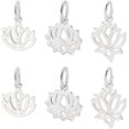 thumbnail image 1 of Dijes de loto huecos de plata de ley 925, 6 piezas, 3 estilos, colgantes de flor de loto, dijes colgantes, amuleto de buena suerte, 1 of 6