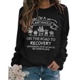 thumbnail image 1 of Sudadera informal para mujer, decoración estampada, manga larga, cuello redondo, Top de poliéster para todas las estaciones, Top negro, palabras blancas XXL, 1 of 5